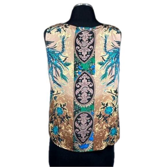Citron Santa Monica 100% Silk Sleeveless Tank Top Blouse Abstract Lagenlook MP - Picture 2 of 10
